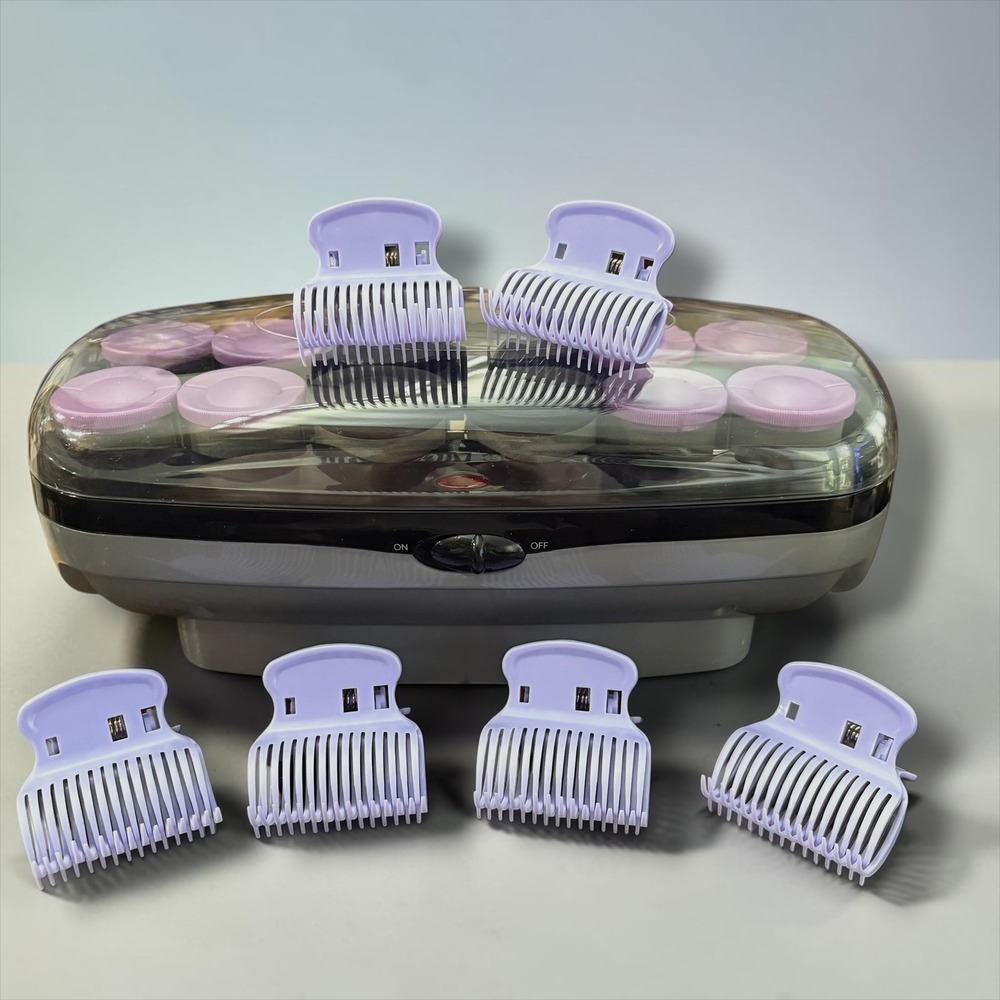 Conair Instant Heat 12 Ceramic Jumbo and Super Jumbo Flocked Hair Rollers Purple